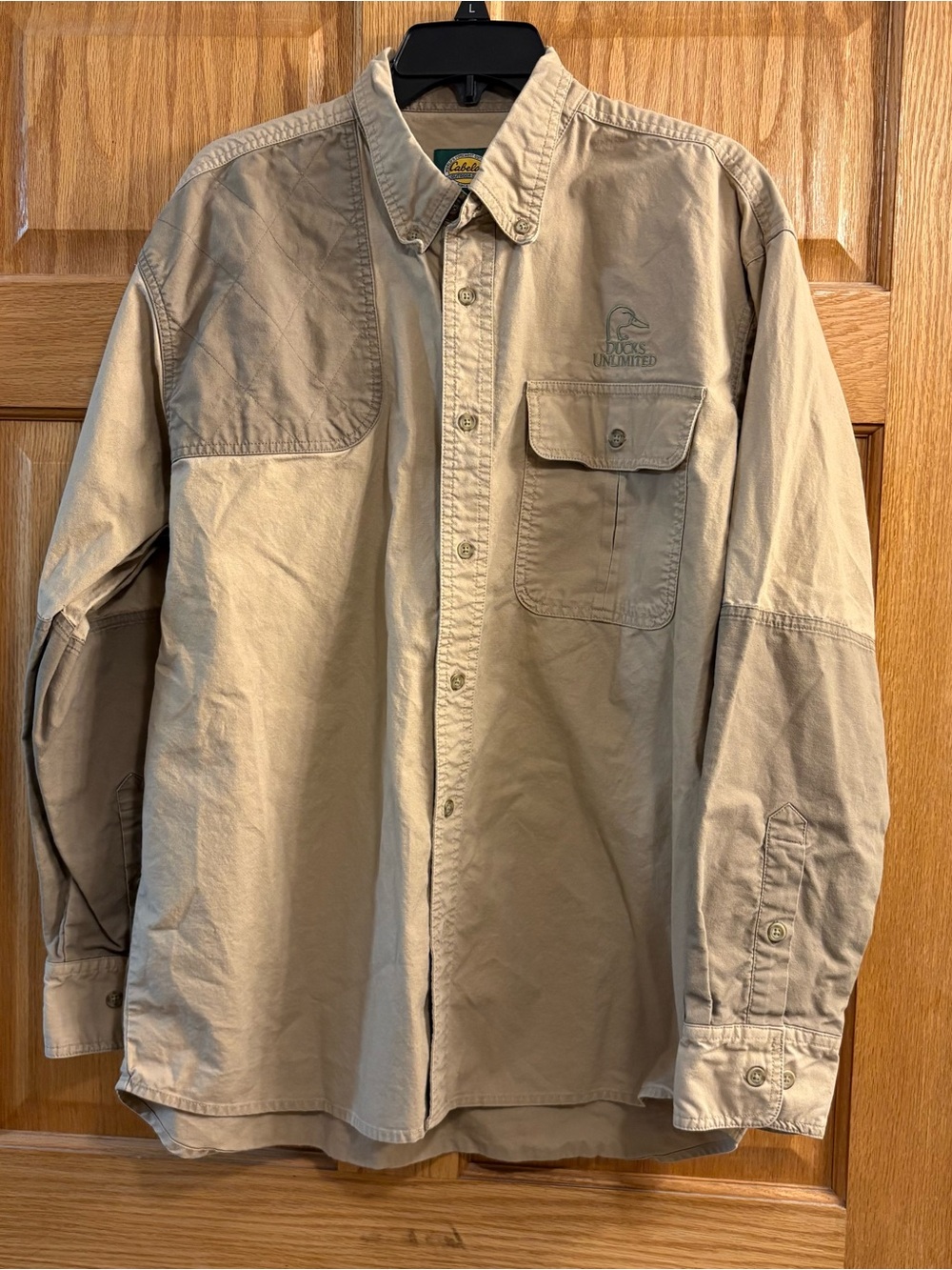 Cabelas Shooting Shirt Mens L Brown Ducks Unlimited Button Up Beige Outdoor Gear